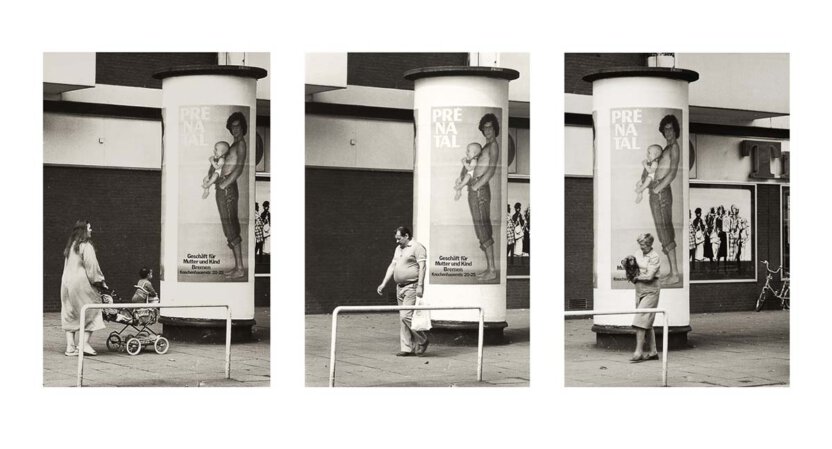 Werbeplakat von Prenatal mit Mann und Kind in Bremen